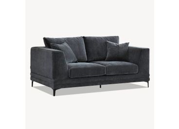 Monaco Luxe 2 Seater Fabric Sofa in Charcoal Grey