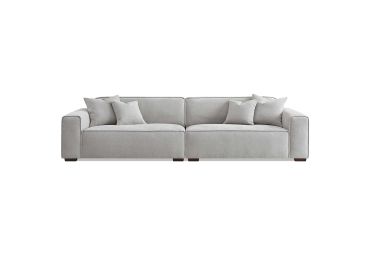Savoy Grand Sofa Pebble Grey Boucle with Chaise Footstool