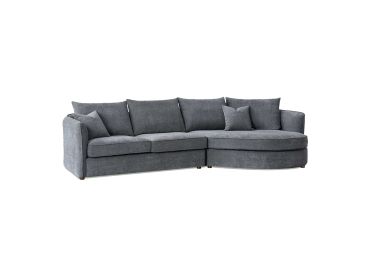Laurent Corner Chaise Sofa in Charcoal Grey Bouclé
