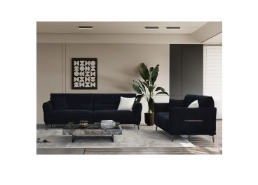 Notturno Luxe Black Bouclé 3 & 2 Seater Sofa Set