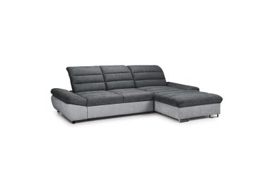Nuvo Corner Sofa Bed Silver & Grey - Right Facing Chaise