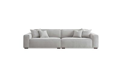 Savoy Grand Sofa Pebble Grey Boucle with Chaise Footstool