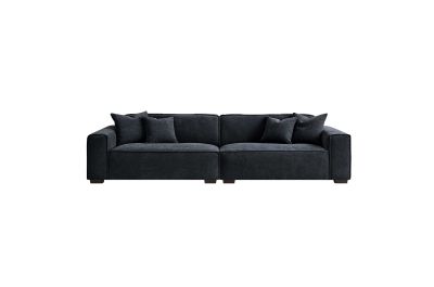 Savoy Grand Sofa Midnight Black Boucle with optional Chaise Footstool