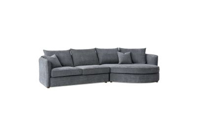 Laurent Corner Chaise Sofa in Charcoal Grey Bouclé