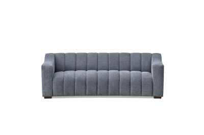 Bellagio Curved Sofa in Steel Grey Boucle Fabric - 3 Seater