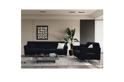 Notturno Luxe Black Bouclé 3 & 2 Seater Sofa Set