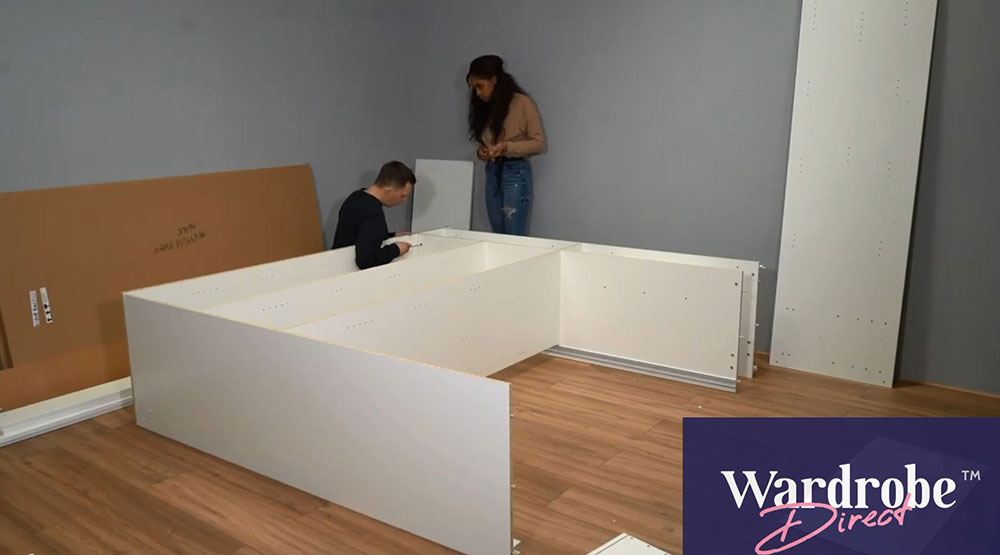 assembly of wardrobe frame carcass